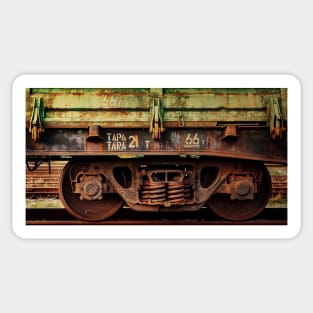 Old rusty train cargo wagon Sticker